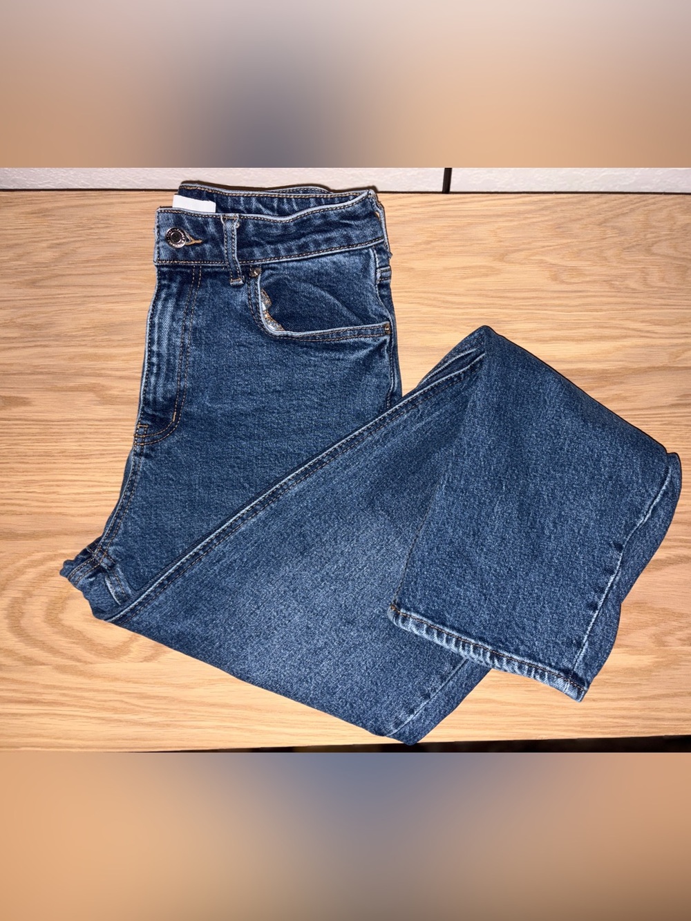 H&M Women's Dark Blue Straight Leg Jeans